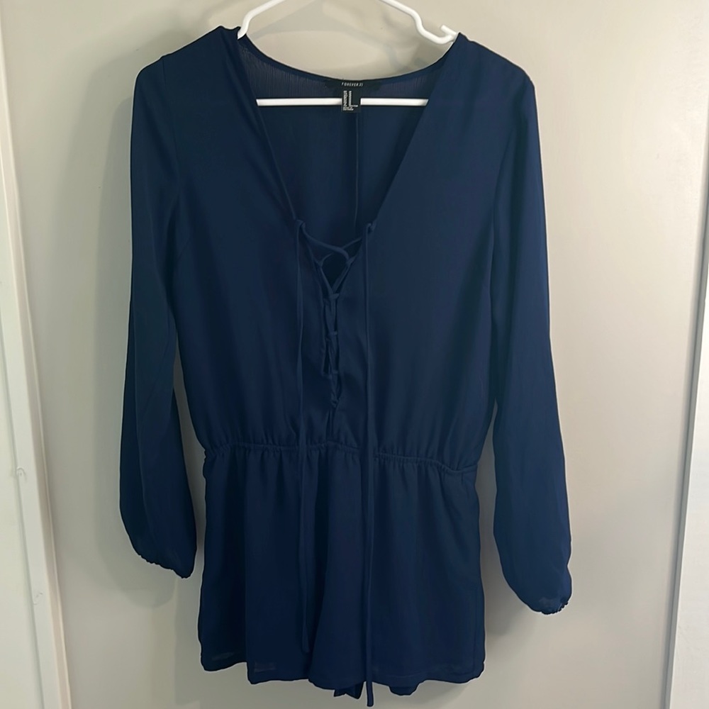 Navy blue long sleeve romper